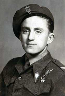 Antoni Szulakowski in 1946, Quackenbruck Germany, wearing the wreathed eagle badge, the proof that he jumped in Arnhem