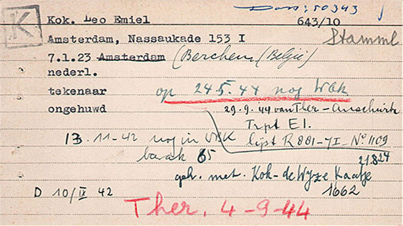 Deporation card of Leo Kok