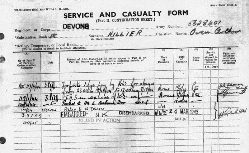 Owen's Service & Casualty form
