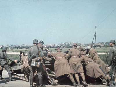 Clearing the blocked road into Dunkirk
