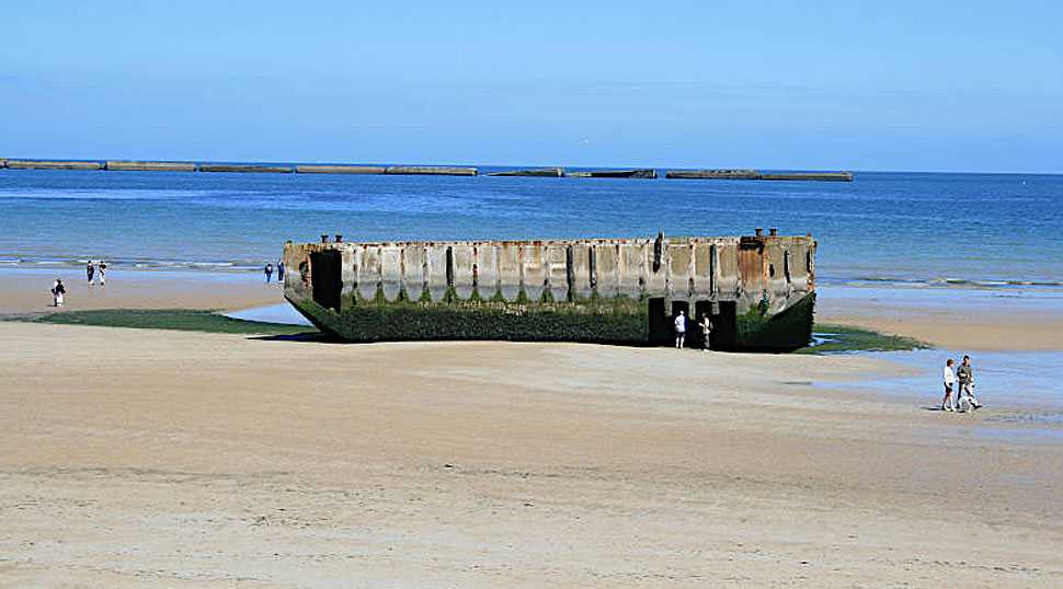 The remains of one of the pontoons at Arromanches-les-Bains, Normandy