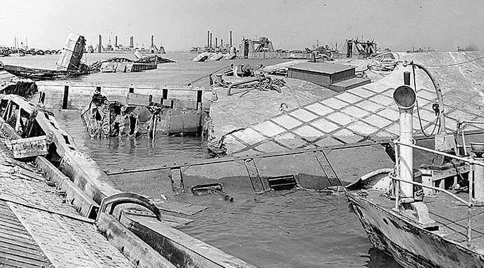 US Navy photo Mulberry A after the storm