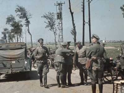 German vehicles at the roadside