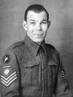 Staff Sergeant George in his uniform with the Pegasus Airborne titles