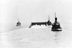 A Conundrum is towed across the English Channel laying out pipe to Cherbourg